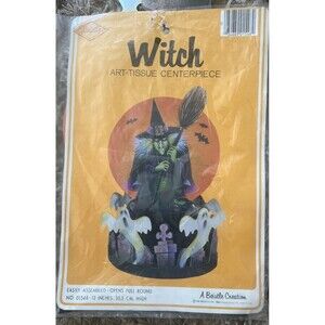 Beistle Vintage Halloween Witch Honeycomb Centerpiece 1984 12”x7 3/4”